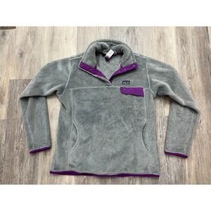 Women's Patagonia Re-Tool Snap-T Pullover Gray/Purple Size Large Hiking Outdoor